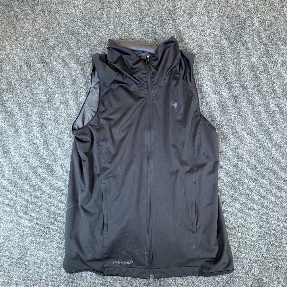 Under Armour Storm1 Vest Womens M Black Logo Pockets Mock Neck Full Zip READ